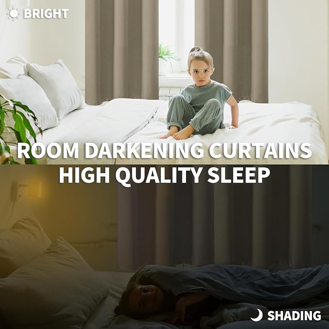BGment Room Darkening Curtains 84 Inches Long - Grommet Thermal Insulated Drapes Window Treatment Curtains for Bedroom, 2 Panels, 42 x 84 Inch, Cocoa