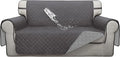 ISSUNTEX Double Protection 100% Waterproof Loveseat Sofa Covers for Living Room, Couch Covers for 2 Cushion Couch Sofa, Reversible Furniture Protector Sofa Cover for Dogs (Loveseat, Gray/Light Gray)