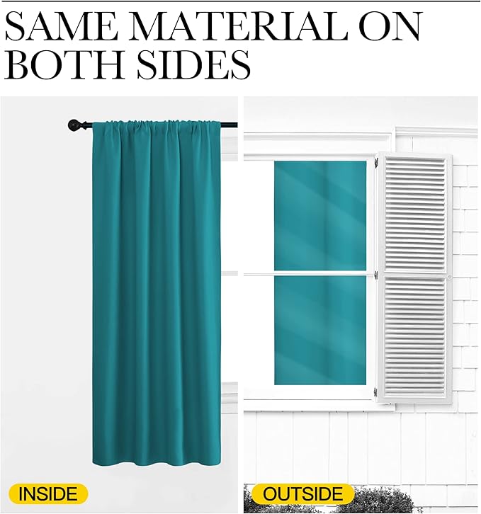 NICETOWN Peacock Blue Blackout Curtains Panels for Window, Thermal Insulated Rod Pocket Blackout Drapes/Draperies for Living Room (2 Panels, W34 x L54 inches)