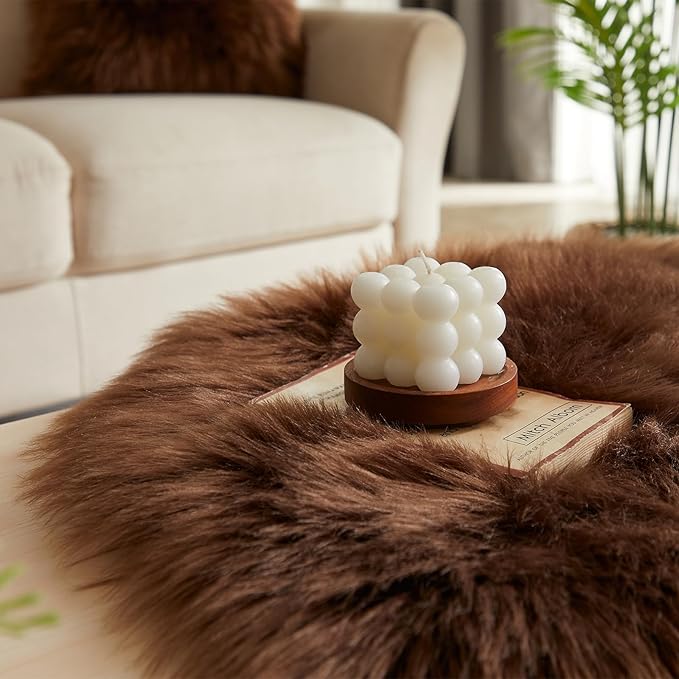 EasyJoy Ultra Soft Fluffy Rugs Faux Fur Rug Chair Cover Seat Pad Fuzzy Area Rug (2x6 ft Rectangle, Coffee)