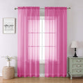 Lecloud Hot Pink Sheer Curtains for Bedroom 84 Inches Long 2 Panels, Light Filtering Voile Rod Pockets Window Curtains for Living Room, Rustic Farmhouse Decor Drapes, Each Panel 42" W x 84" L