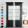 youleyar Solid Sheer Rod Pocket Curtain Voile Draperies 2 Panels White Beige Black Grey Coffee 70 Inch Width 72 Inch Long 1 Pair for Kitchen Bedroom Children Living Room Yard(Black,70Wｘ72L)