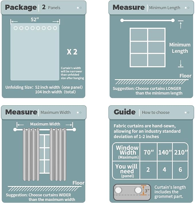 BGment Blackout Curtains - Grommet Thermal Insulated Room Darkening Bedroom and Living Room Curtains, Set of 2 Panels (52 x 95 Inch, Steel Blue)