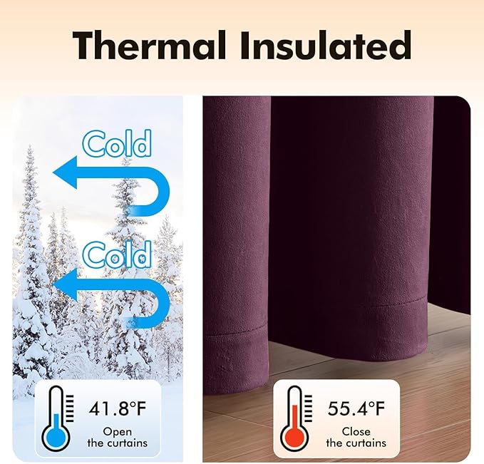 MIULEE Velvet Curtains Purple Orchid Elegant Grommet Thermal Insulated Soundproof Room Darkening Curtains/Drapes for Classical Living Room Bedroom Decor 52 x 90 Inch Set of 2