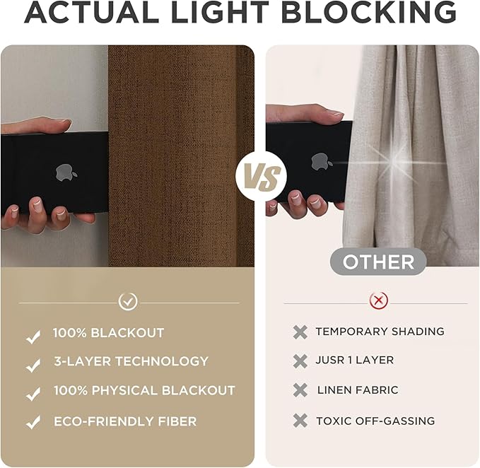 Joydeco Linen Blackout Curtains for Bedroom - 100% Light Blocking 1 Panels, Cappuccino Drapes 100" W x 90" L, Thermal Insulated Room Darkening Curtains for Living Room, Rod Pocket & Back Tabs