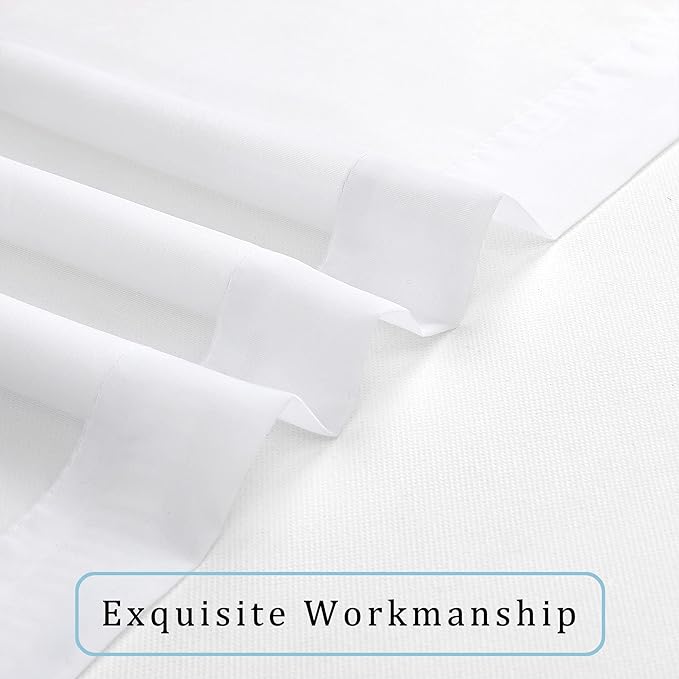 OWENIE Sheer White Curtains Living Room 54 inches Long, Rod Pocket Curtain Sheers Bedroom, Light Filtering Voile Panels Drapes Small Window Treatments 2 Panels, 42" W x 54" L, White