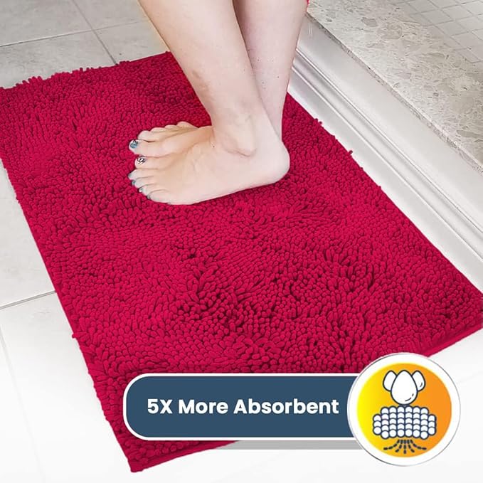 Muddy Mat® | Super Absorbent Door Mat Indoor, Microfiber Quick Dry Chenille Entryway Rug, Non-Slip Front Door Mat, Indoor Mats for Entryway, Machine Washable Pet Rug, Maroon 16"x24"