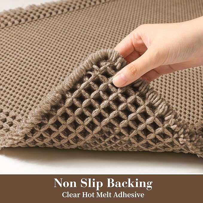 RESARE Waffle Bath Mat for Bathroom, Super Absorbent Bathroom Rugs Non Slip Machine Washable, Ultra Soft Quick Dry Boho Bath Rugs with Tassels for Floor, Upgraded Bordered Design, 24"x36" Brown