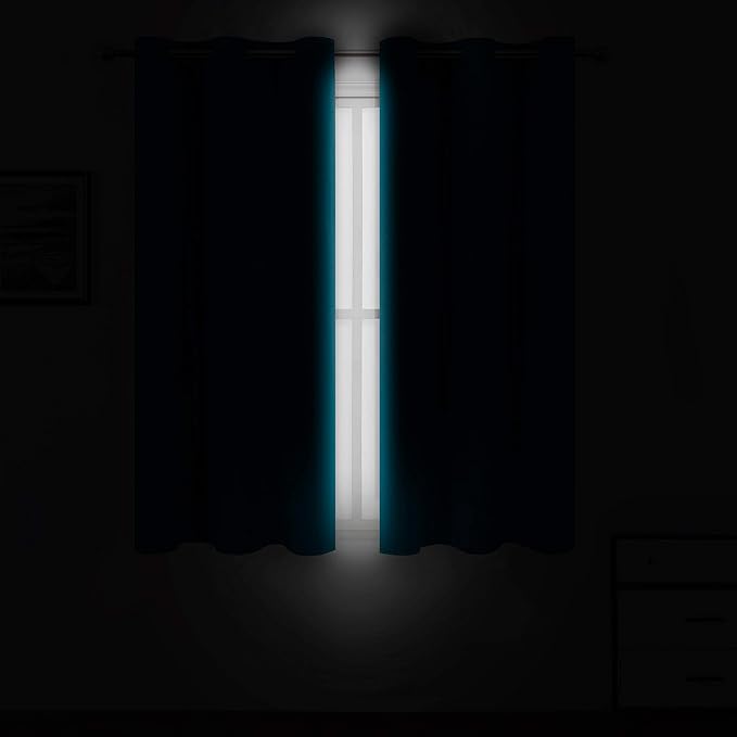 LEMOMO Teal Thermal Blackout Curtains/42 x 95 Inch/Set of 2 Panels Room Darkening Curtains for Bedroom