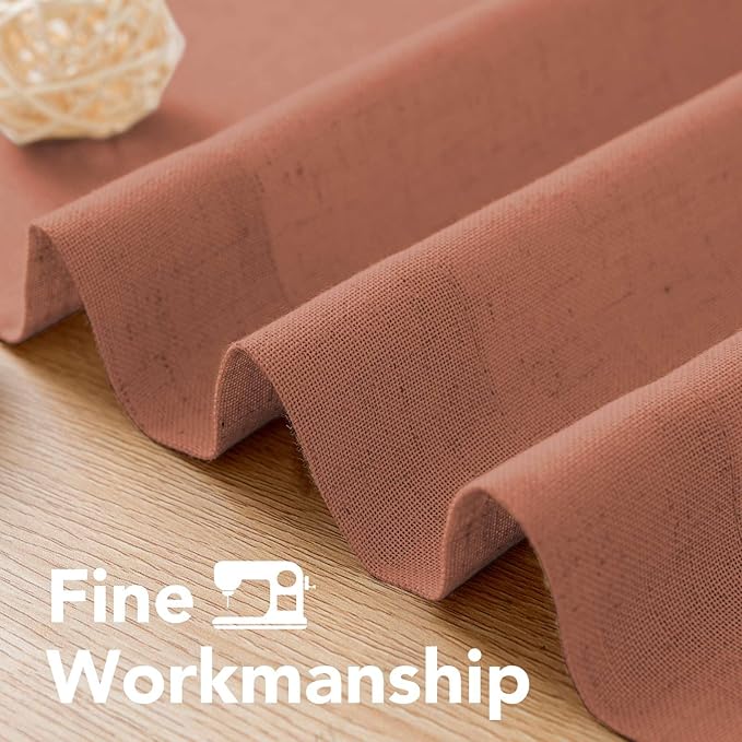 H.VERSAILTEX Linen Curtains Home Decorative Nickel Grommet Curtains Privacy Added Energy Saving Light Filtering Window Treatments Semi Sheer Draperies for Bedroom, Terracotta, 2 Panels, 52 x 84 - Inch