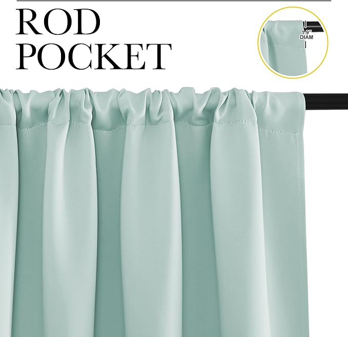 NICETOWN Window Curtains Blackout Drapes, Aqua Blue, 1 Pair, 52 by 72-Inch, Thermal Insulated Solid Rod Pocket Blackout Curtains/Draperies for Living Room