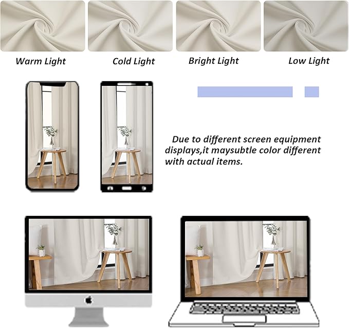 Simplebrand Natural Blackout Curtains for Bedroom 102 Inches Long 2 Panels, Solid Thermal Insulated, Energy Saving Living Room Window Treatment Curtains Blackout Drapes, W50 x L102 Inch, Natural