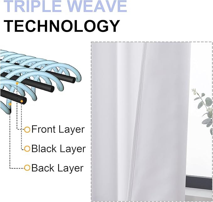 Simplebrand Ava Pure White Curtains for Bedroom 72 Inch Length 2 Panels Set, Light Filtering Window Treatment, Light Filtering Curtain Drapes, Soft Casual Rod Pocket Privacy Curtains, W40 x L72 Inch
