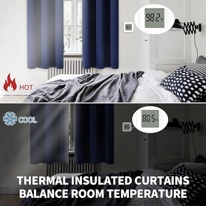 BGment Blackout Curtains for Bedroom - Grommet Thermal Insulated Room Darkening Curtains for Living Room, Set of 2 Panels, Each 55 x 69 Inch, Navy Blue