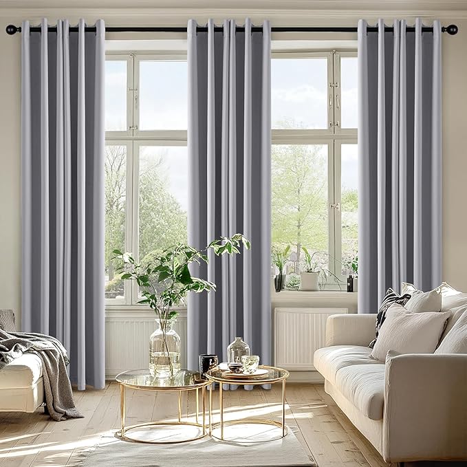 MIULEE Light Grey Blackout Curtains for Bedroom Living Room 84 Inches Long 2 Panels, Thermal Insulated Room Darkening Drapes Solid Grommet Noise Reduction Light Blocking Window Treatments 40x84 Inch