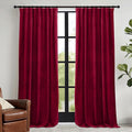 RYB HOME Chistmas Red Velvet Curtains- Super Soft Thermal Insulated Back Tab & Rod Pocket Window Curtain for Bedroom Movie Theater, Width 52 x Length 90 inch, Red, 2 Panels