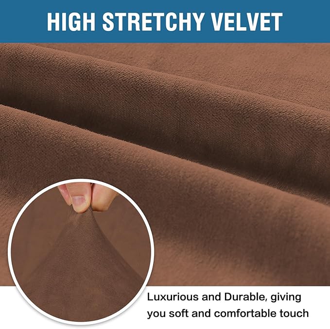 H.VERSAILTEX 1 Peice Stretch Velvet Sofa Covers for 3 Cushion Couch Covers Sofa Slipcovers Furniture Protector Soft, Crafted from Thick Comfy Rich Velour (Sofa 72"-90", Caramel)