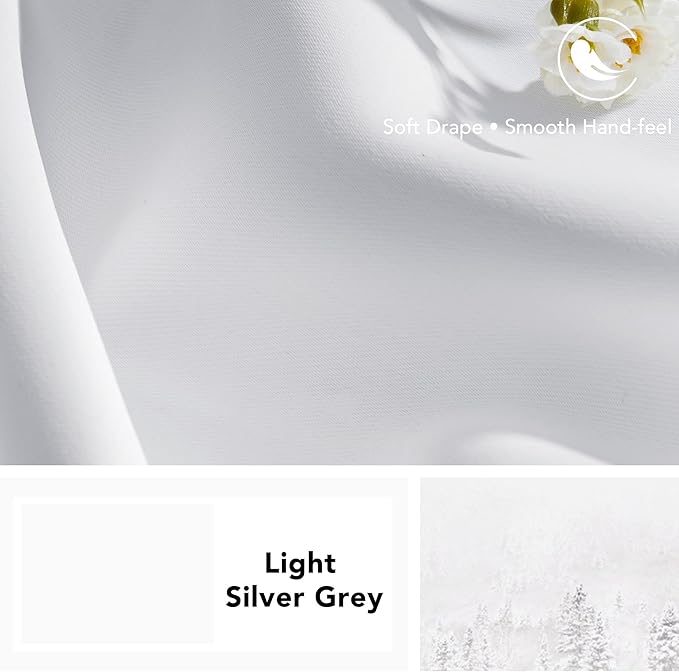 Deconovo Blackout Curtains, Thermal Insulated, W70 x L63 2 Panels, Back Tab, Machine Washable, Room-Darkening Drapes for Bedroom/Living Room Star White