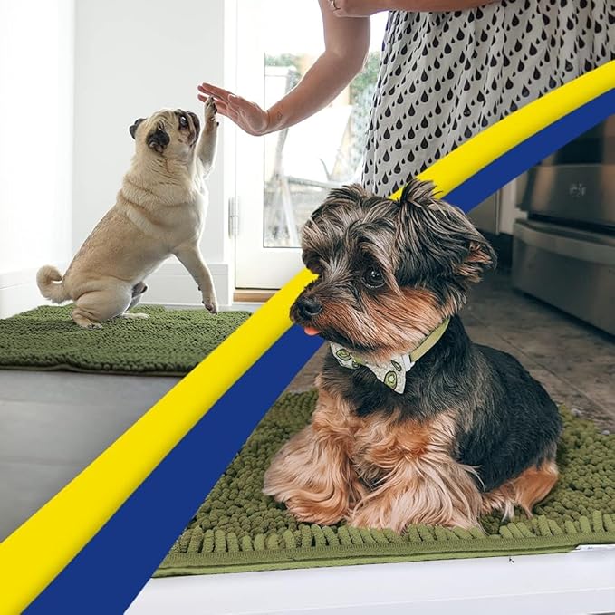 Muddy Mat® | Super Absorbent Door Mat Indoor, Microfiber Quick Dry Chenille Entryway Rug, Non-Slip Front Door Mat, Indoor Mats for Entryway, Machine Washable Pet Rug, Army Green 36"x60"