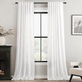 Linen White Curtains 90 inches Long for Bedroom Loop Pocket Privacy Light Filtering Semi Sheer White Boho Farmhouse Curtain Drapes Cotton Textured Modern Elegant Coastal Living Room Decor 42x90