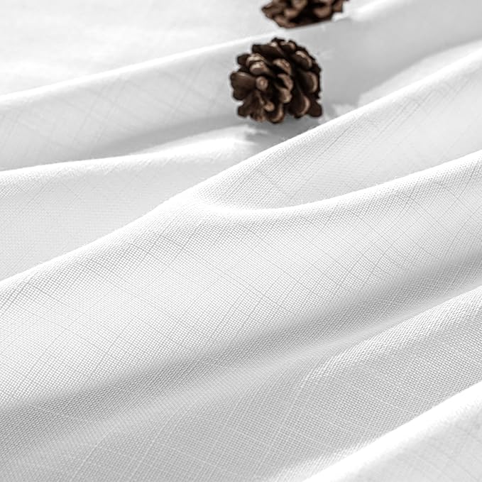 MIULEE White Linen Curtains 86 Inch Long 2 Panels for Bedroom Living Room, Soft Thick Linen Textured Back Tab Window Drapes Semi Sheer Light Filtering Rod Pocket Modern Farmhouse Decor