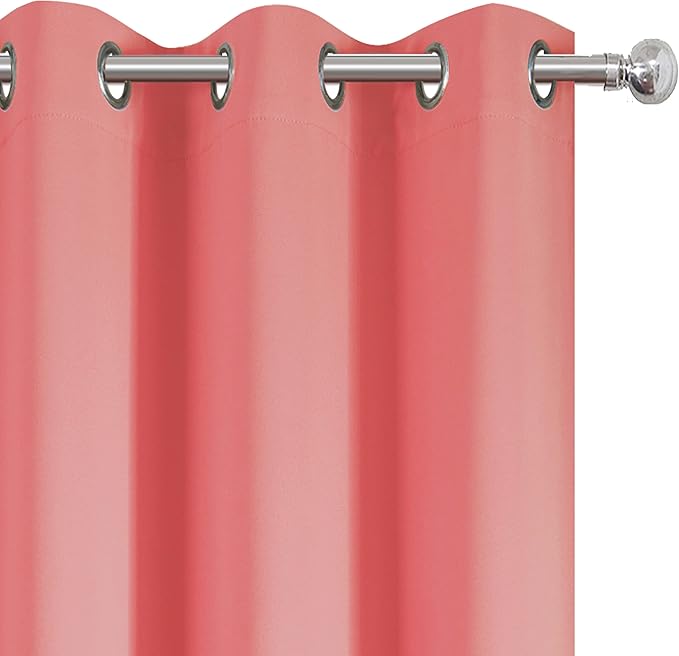 LEMOMO Blackout Curtains 42 x 84 inch/Coral Curtains Set of 2 Panels/Thermal Insulated Room Darkening Bedroom Curtains