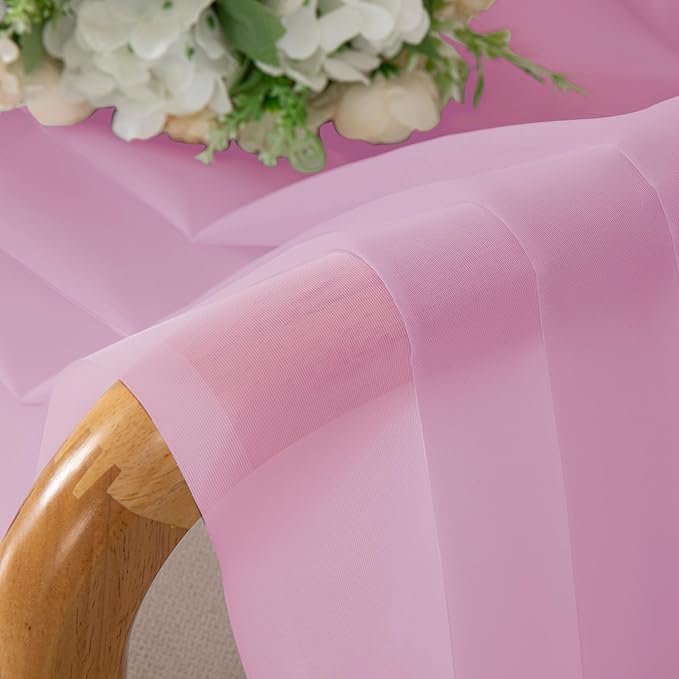 Lecloud Light Pink Sheer Curtains 54 Inch Length 2 Panels, Voile Airy Drapes for Bedroom Windows, Light Filtering Elegant Tulle Curtains Dual Rod Pocket, Each Panel 42 X 54 Inch