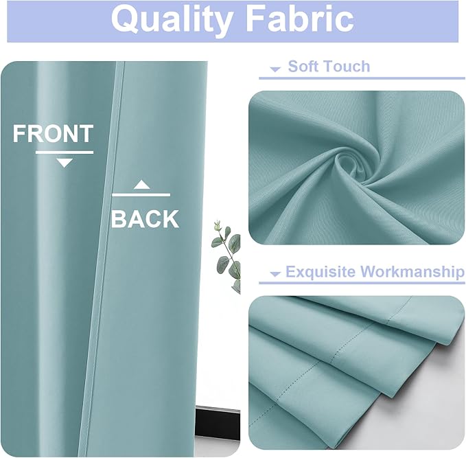 Simplebrand Ava Aqua Short Blackout Curtains for Bedroom 54 Inches Long 2 Panels Set, Solid Thermal Insulated, Energy Saving Window Treatment Curtains Blackout Drapes, W40 x L54 Inch, Aqua