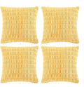 Fancy Homi 4 Packs Yellow Spring Decorative Throw Pillow Covers 20x20 Inch for Living Room Couch Bed Sofa, Rustic Farmhouse Boho Home Decor, Soft Striped Corduroy Square Cushion Case 50x50 cm