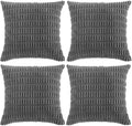 Fancy Homi 4 Packs Dark Grey Decorative Throw Pillow Covers 26x26 Inch for Couch Bed, Rustic Modern Farmhouse Boho Home Decor, Soft Plush Corduroy Gray Cute Square Accent Cushion Case 66x66 cm