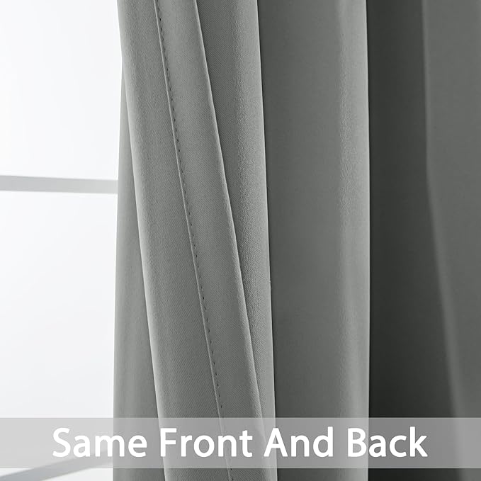 Yakamok Dove Grey Room Darking 96 Inch Length 2 Panel Sets for Livingroom Dining Room Darkening Thermal Insulated Bay Window Hotel Modern Elegant Black Out Sunblock Curtins/Bedroom,52 x 96 Inches