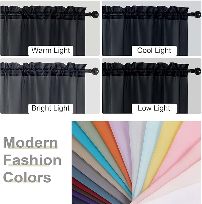 Sheer Black Curtains for Bedroom Living Room 90 Inches Long 2 Panels Set, Soft Airy Light Filtering Sheer Window Treatments, Modern Rod Pocket Curtains Drapes, Each 42" Wx90 L Inch