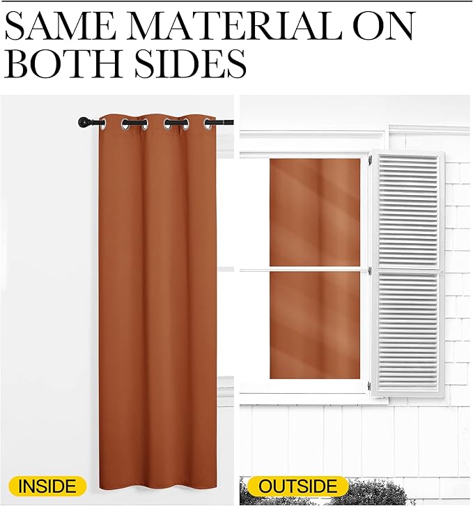 NICETOWN RV Blackout Curtains for Camper Windows, Burnt Orange, 29" Wide by 50" Long, 2 PCs, Short Blackout Curtains & Drapes, Thermal Insulated Blackout Curtain Panels for Kids Room, Play Room