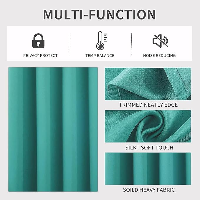Joydeco Blackout Curtains 84 inches Long 2 Panels Set, Thermal Insulated Long Curtains & Drapes 2 Burg, Room Darkening Grommet Drapes for Bedroom Living Room Windows (W42 x L84 Inch, Peacock Blue)