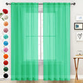SpaceDresser Basic Rod Pocket Sheer Voile Window Curtain Panels Grass Green 1 Pair 2 Panels 52 Width 63 Inch Long for Kitchen Bedroom Children Living Room Yard（Grass Green, 52W x 63L）