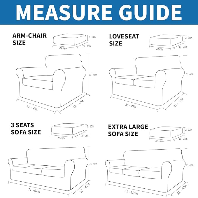 XINEAGE 2026 New 4 Pieces Extra Large Couch Covers for 3 Cushion Sofa Super Stretch Sofa Cover for 3 Large Seat Cushion Universal Fitted Slip Cover for Living Room (Wine Red), 91"-110"(3 Cushions)