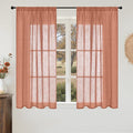 BGment Terracotta Linen Curtains 54 Inch Length for Short Living Room, Semi Sheer Burnt Orange Drapes Boho Rustic for Bedroom Decor with Rod Pocket Lightweight, 2 Panels Set, Each 42 Inch Wide