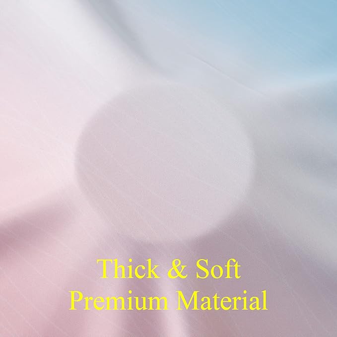 Ombre Pink and Blue Blackout Curtains 54 Inches Long, Full Light Blocking Curtains for Bedroom, Wavy Line Pattern Grommet Thermal Insulated Gradient Drapes for Living Room,52x54 Inch, 2 Panels