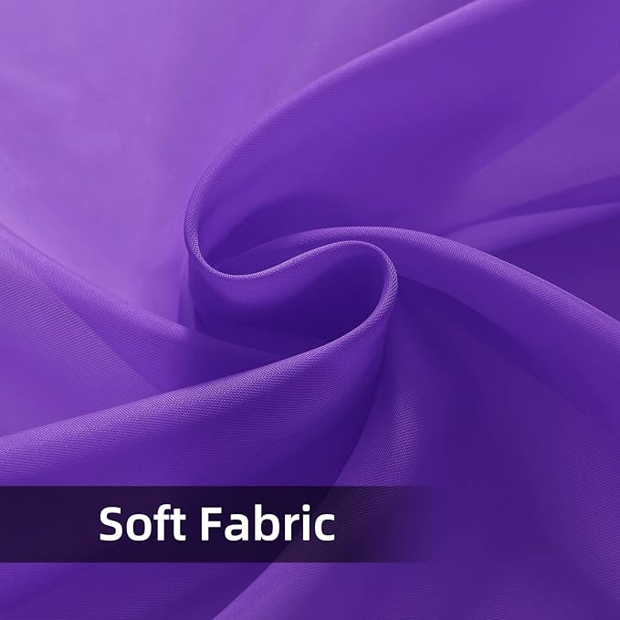 youleyar Solid Sheer Rod Pocket Curtain Voile Draperies 2 Panels White Beige Black Grey Coffee 52 Inch Width 45 Inch Long 1 Pair for Kitchen Bedroom Children Living Room Yard (Purple,52Wｘ45L)
