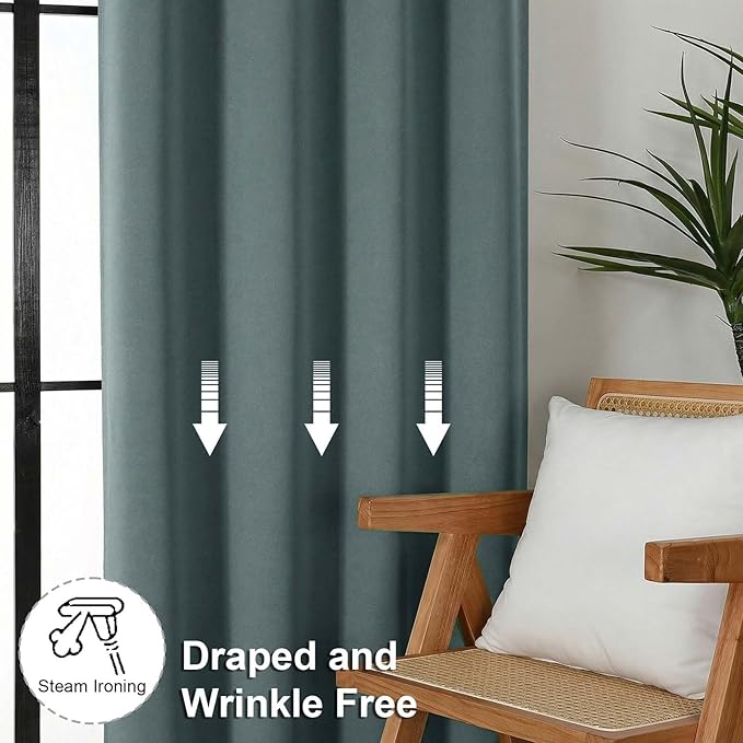 Simplebrand Ava Dark Green Blackout Curtains for Bedroom 72 Inch Length 2 Panels Set, Privacy Thermal Insulated Rod Pocket Door Window Curtains for Patio French Door Front Door, W40 x L72 Inch