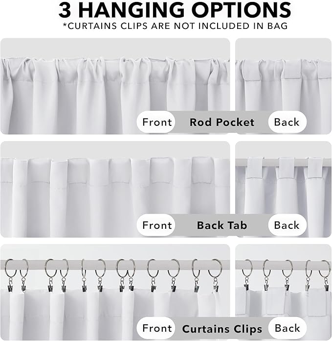 Deconovo Blackout Curtains Back Tab and Rod Pocket Thermal Insulated Curtain Penels for Sliding Door 52Wx108L Inch Greyish White 2 Panels