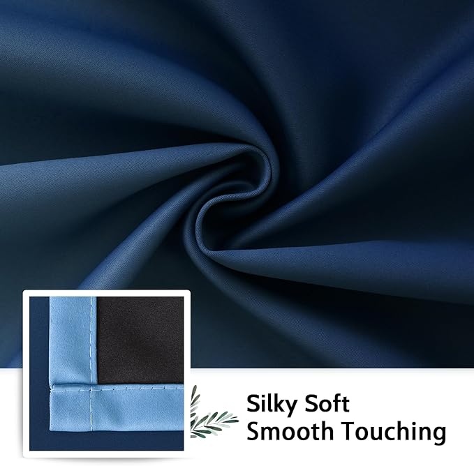 SimpleHome Blue Ombre 100% Blackout Curtains for Bedroom 63 Inches Long, Room Darkening Thermal Insulated Grommet Curtains for Living Room, 2 Panels, 52x63 inches Length