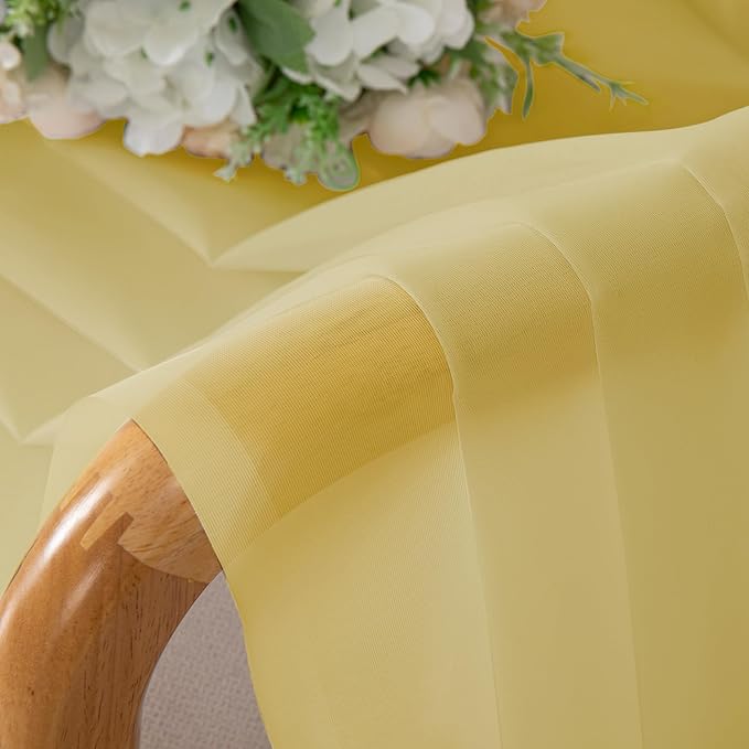 Chyhomenyc Mustard Yellow Sheer Curtains 63 Inches Long, Light Filtering Window Sheer Curtain Panel Drapes, Elegant Rod Pocket Soft Voile for Bedroom Living Room, Each 42Wx63L Inches, 2 Panels