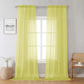 Lecloud Lemon Sheer Curtains 96 Inches Long 2 Panels, Solid Voile Dual Rod Pockets Living Room Decor Window Curtains for Bedroom, Light Filtering Airy Transparent Drapes, Each Panel 42" W x 96" L