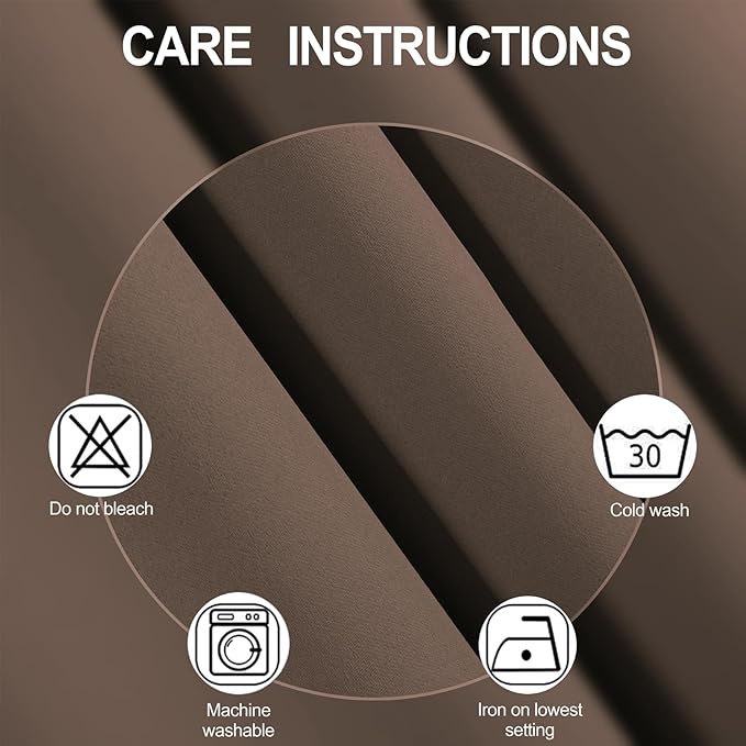 LEMOMO Blackout Curtains 66 x 54 Inch Long Chocolate Curtains Set of 2 Panels Room Darkening Curtains for Bedroom and Living Room