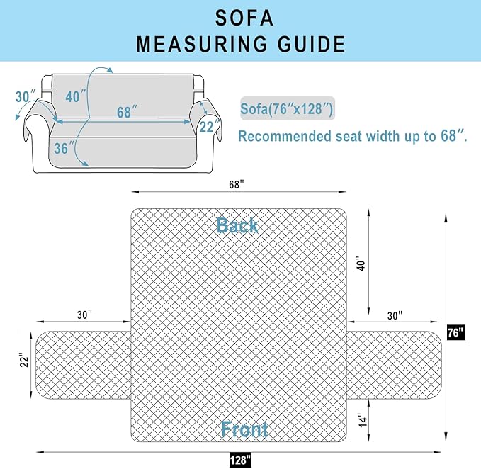 Reversible Sofa Covers Couch Cover Furniture Protector for Dogs Elastic Straps Water Resistant(Sofa,Light Grey/Light Grey)