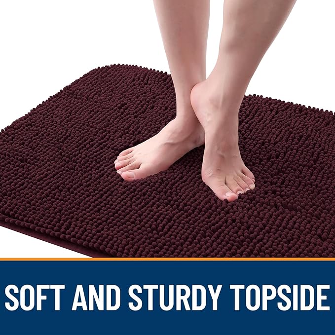 OLANLY Dog Door Mat for Muddy Paws 40x24, Absorbs Moisture and Dirt, Absorbent Non-Slip Washable Doormat, Quick Dry Chenille Mud Mat for Dogs, Entry Indoor Entryway Carpet for Inside Floor, Russet