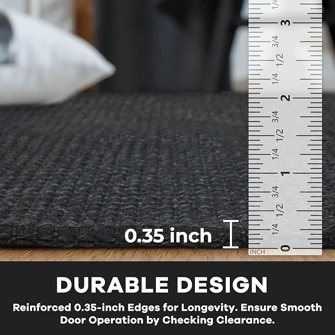 KOZYFLY Runners for Hallways 2x10 ft Washable Kitchen Runner Non Slip Rubber Backed Hallway Rugs Cotton Entryway Runner Rug Floor Carpet for Indoor Hall, Backdoor, Kitchen, Black/Dark Grey