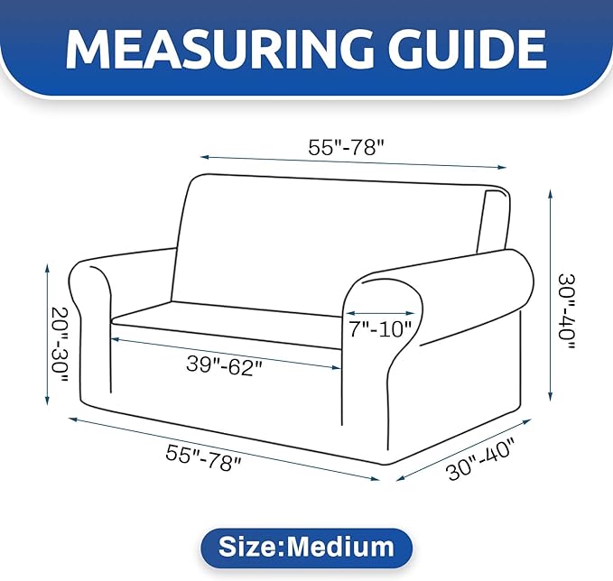 KEKUOU Stretch Loveseat Sofa Cover Slipcover,Couch Covers for 2 Cushion Couch Sofa (55"-78") Furniture Protector Sofa with Elastic Bottom for Kid,Dog. Jacquard Small Checked (Medium,Pureed Pumpkin)
