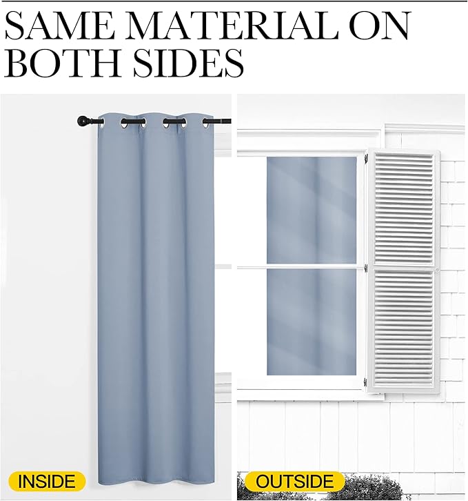 NICETOWN Room Darkening Draperies Window Curtain Panels, Vintage Blue, 2 Panels, W60 x L84 -inch, Thermal Insulated Grommet Room Darkening Curtains for Bedroom